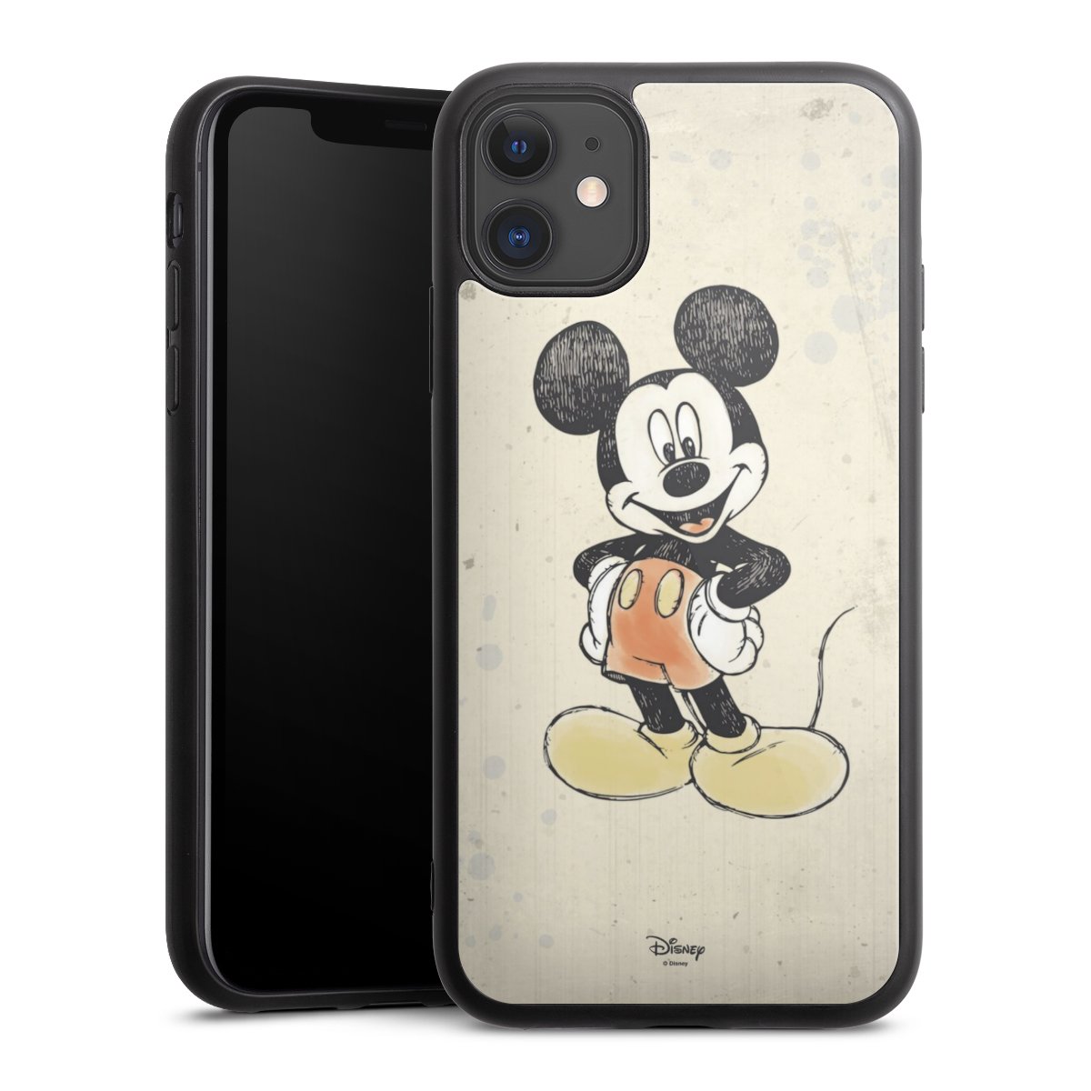 iPhone 11 Handy Gallery Case Handyhülle 9H Gehärtetes Glas Rückseite Hülle Water Colour Mickey & Minnie Mouse Official Licensed Product Gallery Case