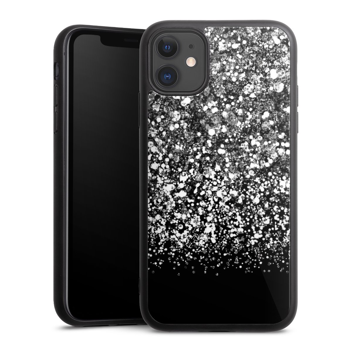 iPhone 11 Handy Gallery Case Handyhülle 9H Gehärtetes Glas Rückseite Hülle Glitzer Snowflake Muster Gallery Case