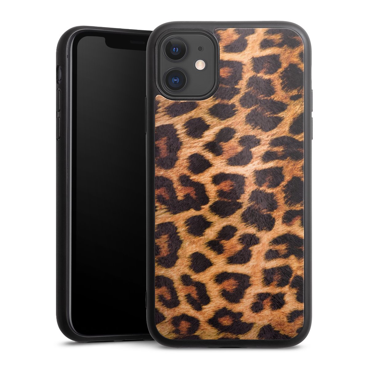 iPhone 11 Handy Gallery Case Handyhülle 9H Gehärtetes Glas Rückseite Hülle Animal Print Leopard Fur Gallery Case