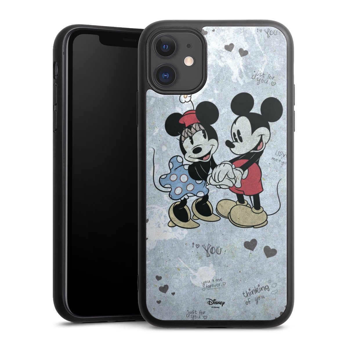 iPhone 11 Handy Gallery Case Handyhülle 9H Gehärtetes Glas Rückseite Hülle Mickey & Minnie Mouse Vintage Disney Gallery Case