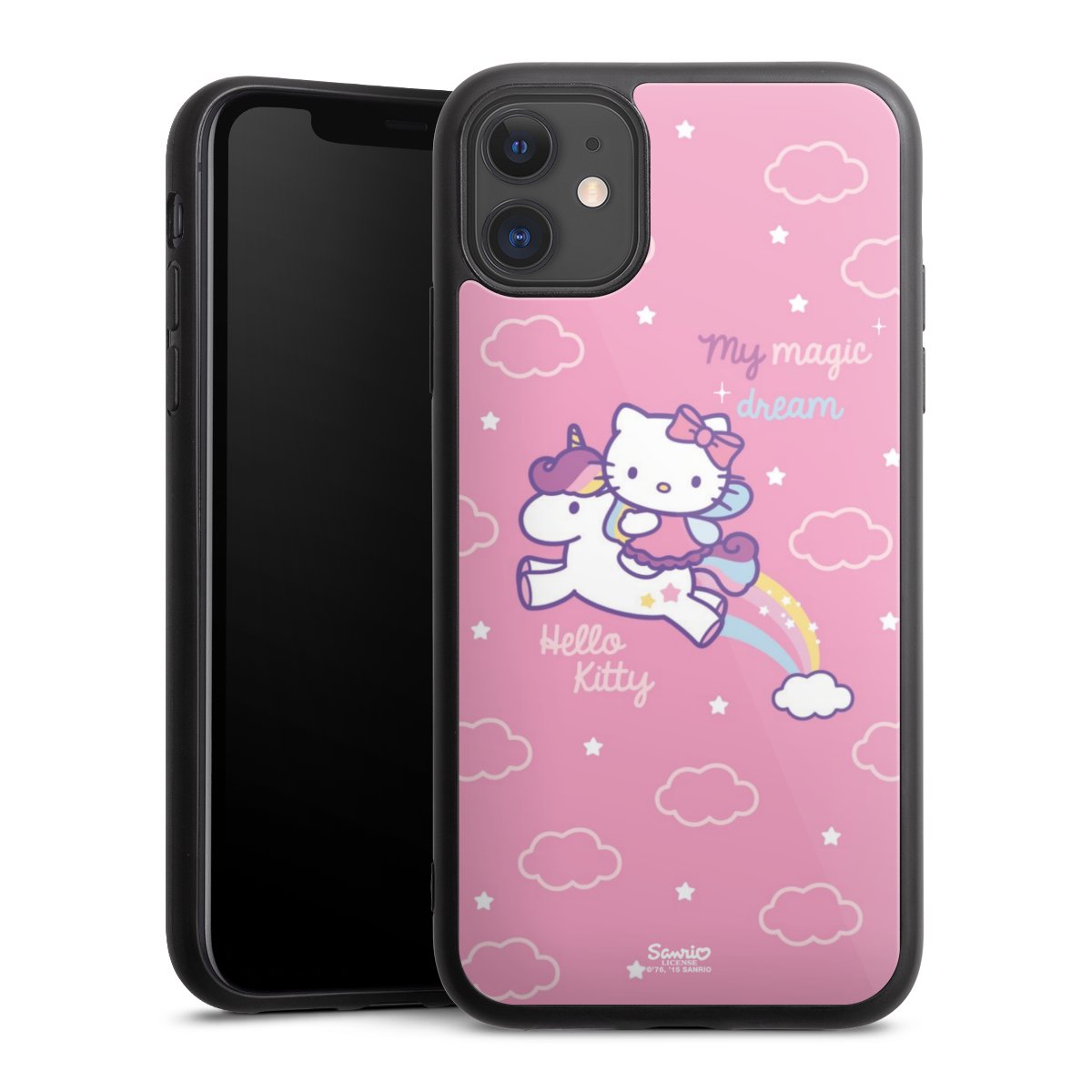 iPhone 11 Handy Gallery Case Handyhülle 9H Gehärtetes Glas Rückseite Hülle Einhorn Official Licensed Product Hello Kitty Gallery Case