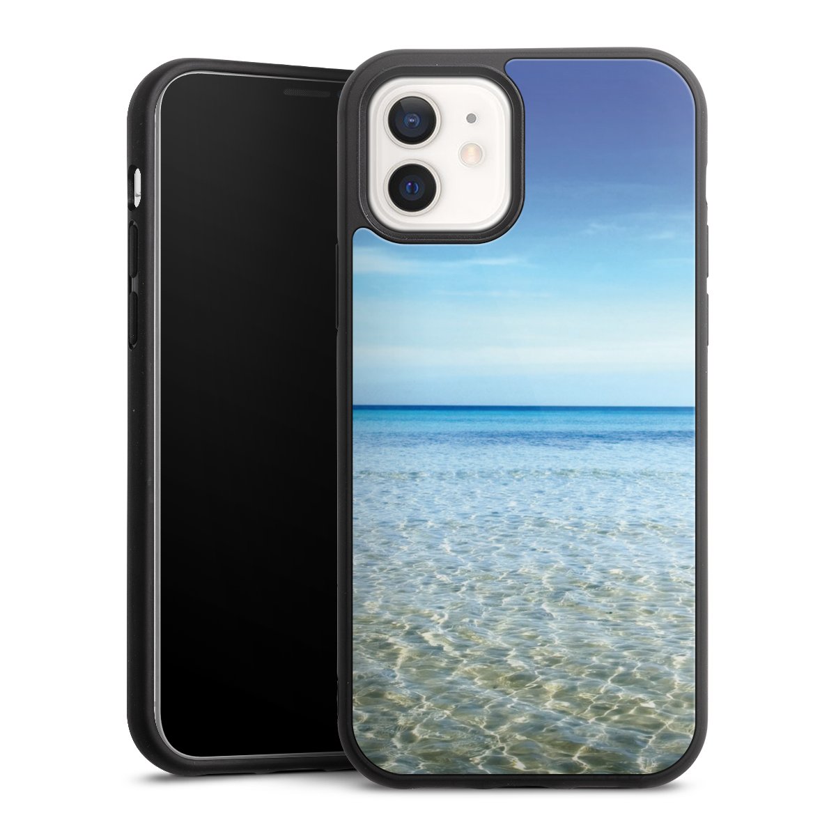 iPhone 12 Handy Gallery Case Handyhülle 9H Gehärtetes Glas Rückseite Hülle Urlaub Sky Ocean Gallery Case