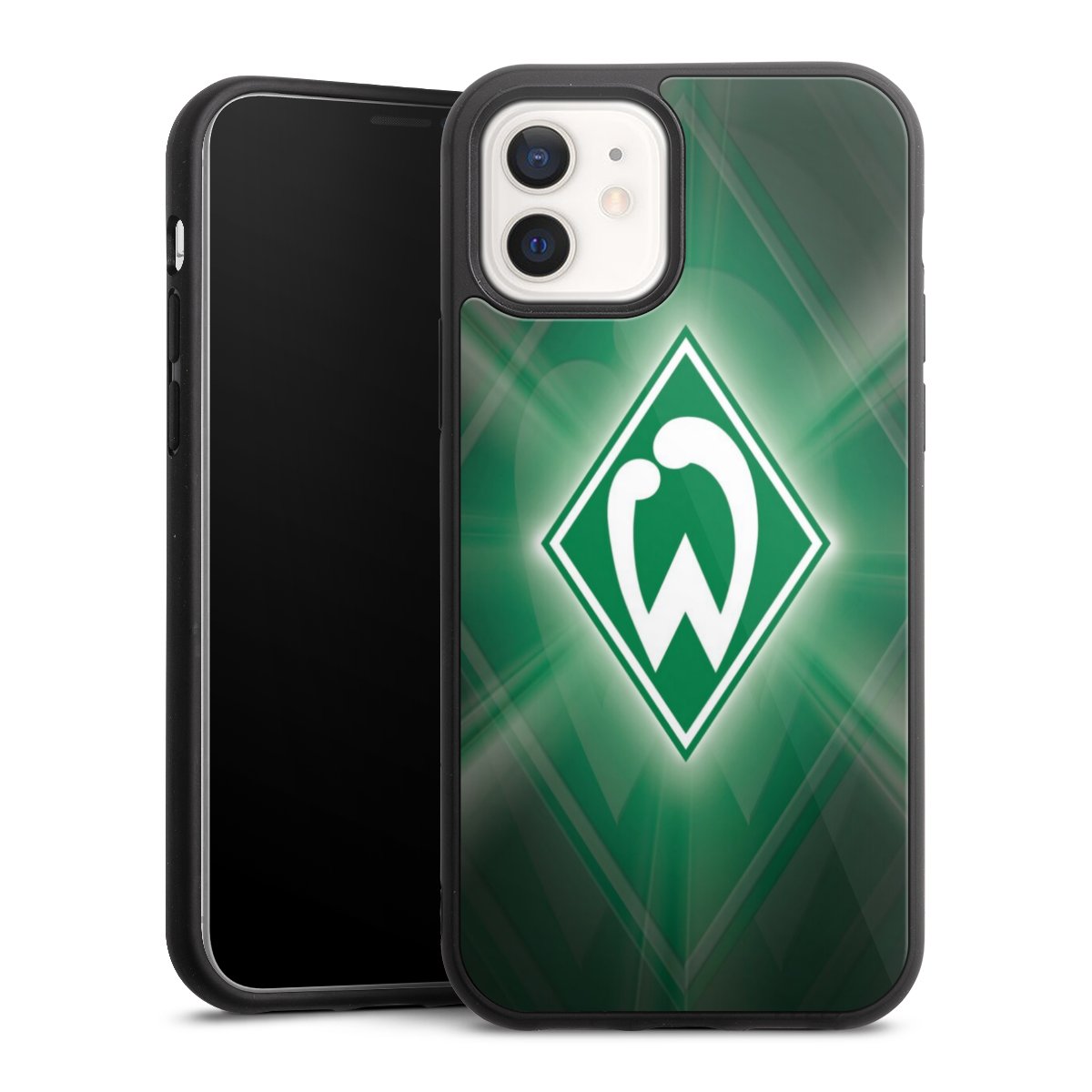 iPhone 12 Handy Gallery Case Handyhülle 9H Gehärtetes Glas Rückseite Hülle Sv Werder Bremen Official Licensed Product Coat Of Arms Gallery Case