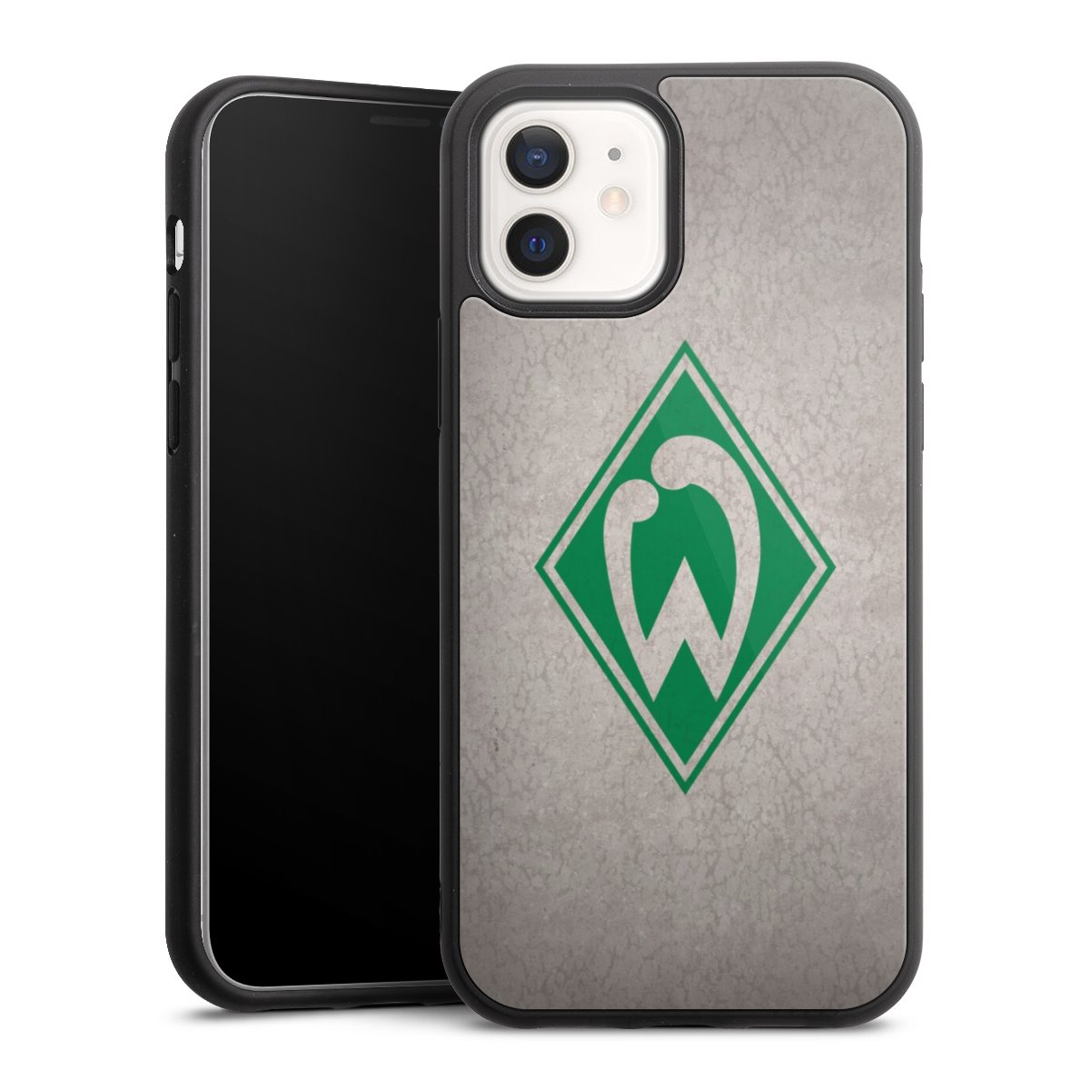 iPhone 12 Handy Gallery Case Handyhülle 9H Gehärtetes Glas Rückseite Hülle Sv Werder Bremen Concrete Official Licensed Product Gallery Case