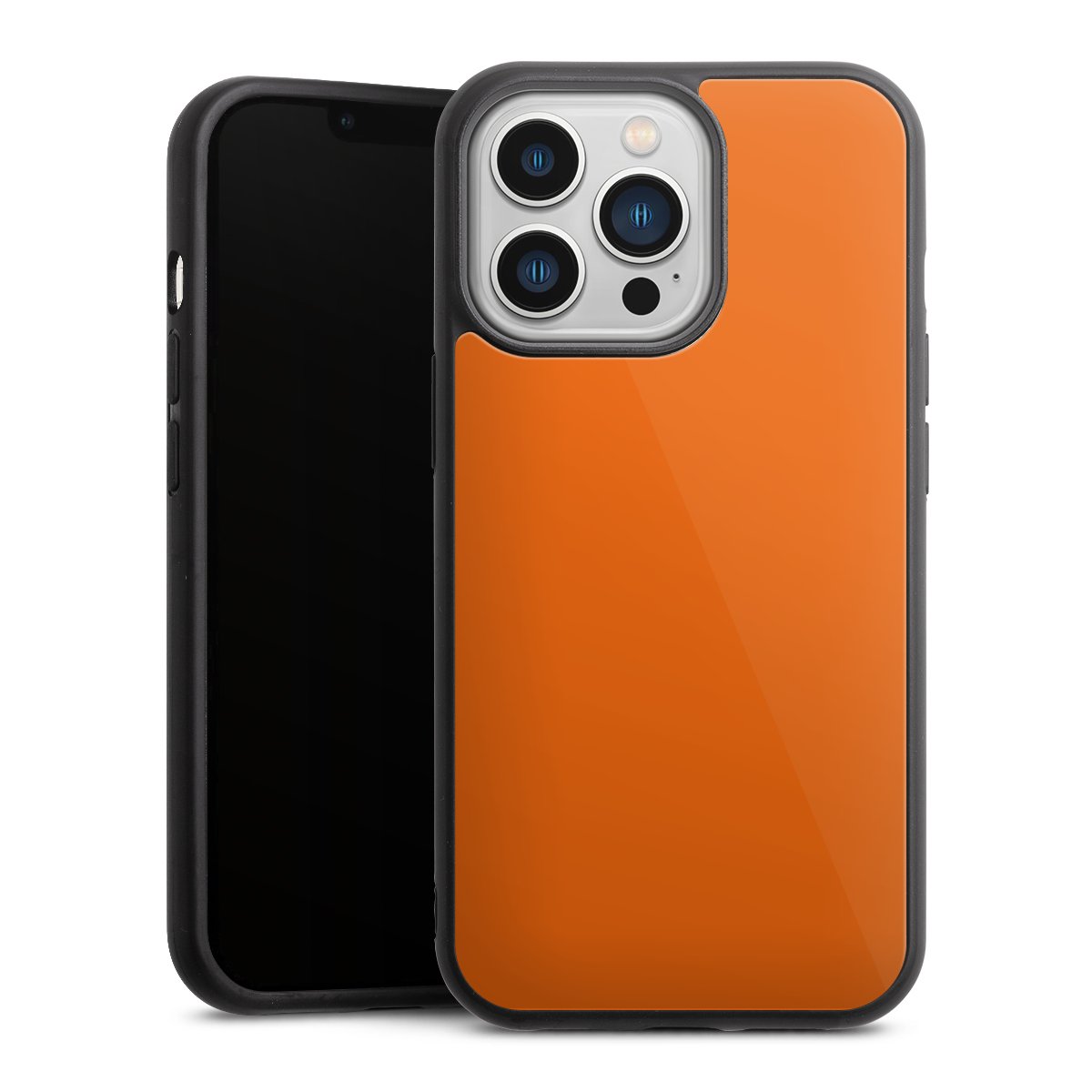 iPhone 13 Pro Handy Gallery Case Handyhülle 9H Gehärtetes Glas Rückseite Hülle Orange Colour Unicoloured Gallery Case