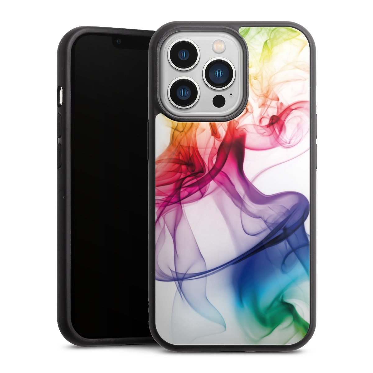 iPhone 13 Pro Handy Gallery Case Handyhülle 9H Gehärtetes Glas Rückseite Hülle Water Colour Rainbow Gallery Case