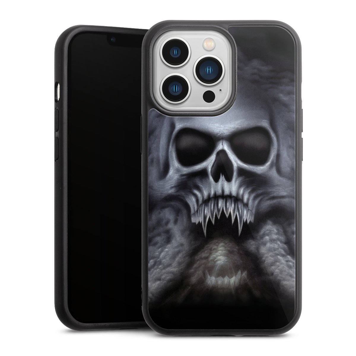 iPhone 13 Pro Handy Gallery Case Handyhülle 9H Gehärtetes Glas Rückseite Hülle Totenkopf Skull Gallery Case