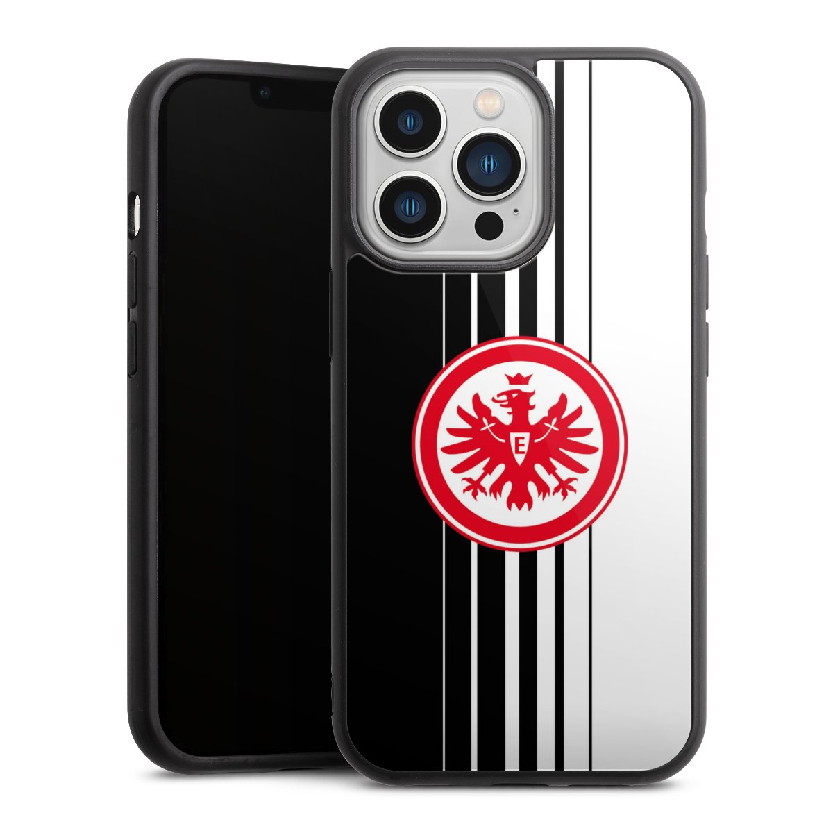 iPhone 13 Pro Handy Gallery Case Handyhülle 9H Gehärtetes Glas Rückseite Hülle Stripes Eintracht Frankfurt Official Licensed Product Gallery Case