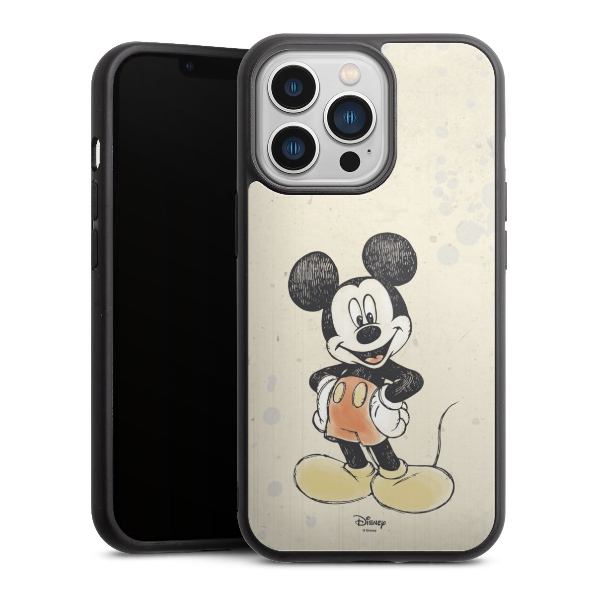 iPhone 13 Pro Handy Gallery Case Handyhülle 9H Gehärtetes Glas Rückseite Hülle Water Colour Mickey & Minnie Mouse Official Licensed Product Gallery Case