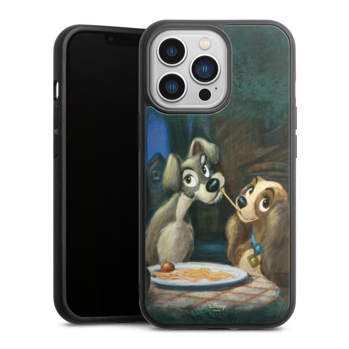 iPhone 13 Pro Handy Gallery Case Handyhülle 9H Gehärtetes Glas Rückseite Hülle Lady And The Tramp Official Licensed Product Disney Gallery Case