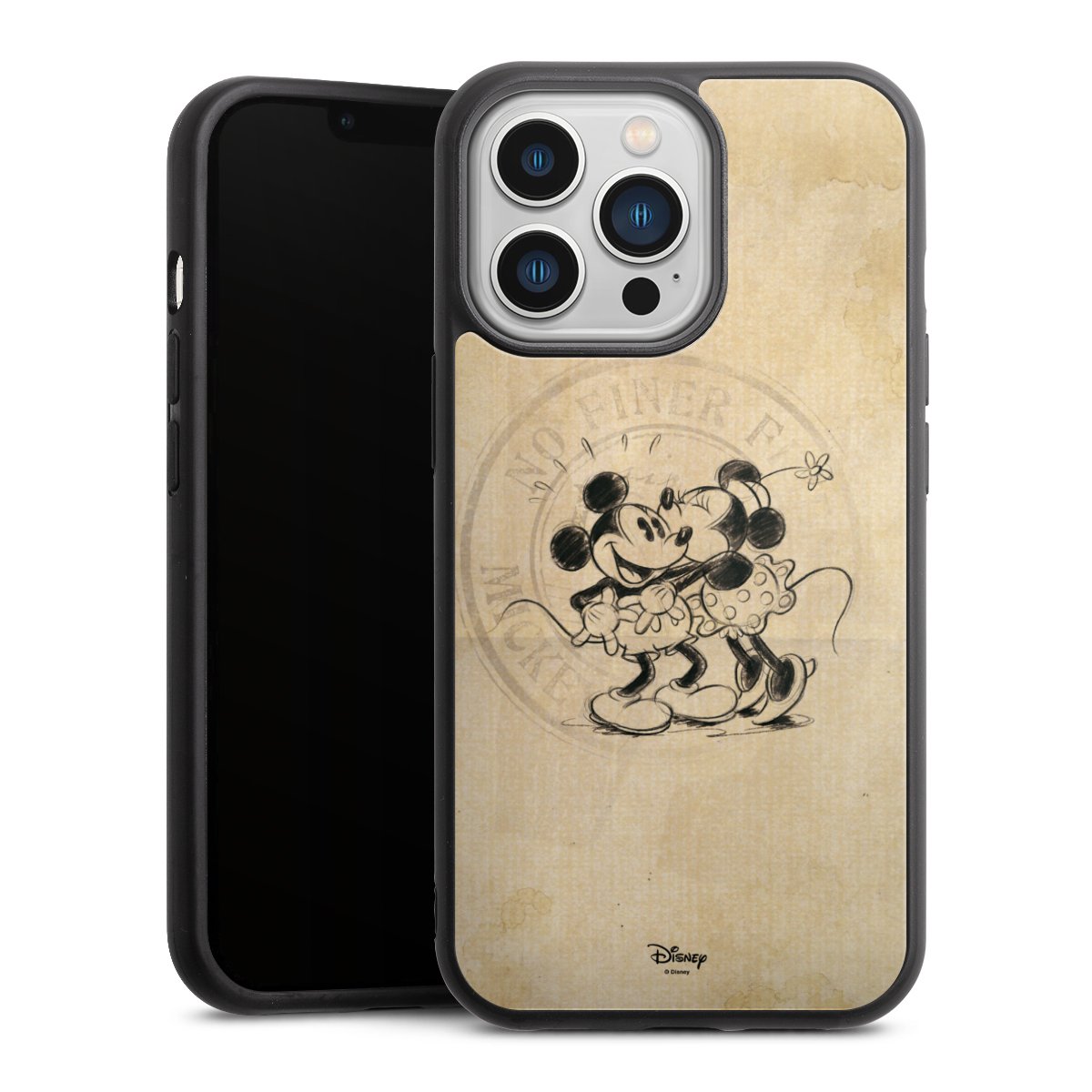 iPhone 13 Pro Handy Gallery Case Handyhülle 9H Gehärtetes Glas Rückseite Hülle Mickey Mouse Vintage Minnie Mouse Gallery Case