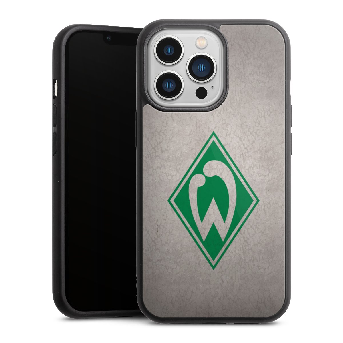 iPhone 13 Pro Handy Gallery Case Handyhülle 9H Gehärtetes Glas Rückseite Hülle Sv Werder Bremen Concrete Official Licensed Product Gallery Case