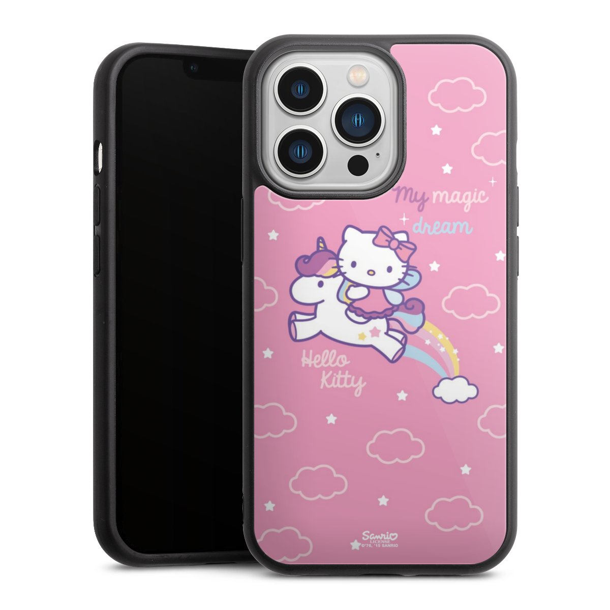 iPhone 13 Pro Handy Gallery Case Handyhülle 9H Gehärtetes Glas Rückseite Hülle Einhorn Official Licensed Product Hello Kitty Gallery Case