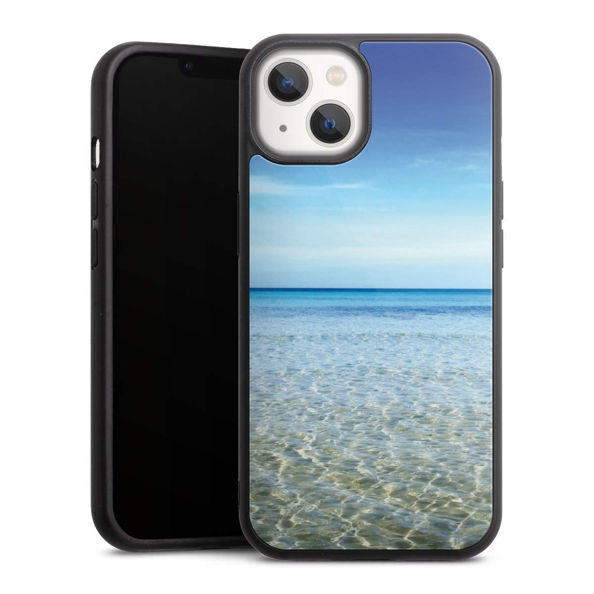 iPhone 13 Handy Gallery Case Handyhülle 9H Gehärtetes Glas Rückseite Hülle Urlaub Sky Ocean Gallery Case