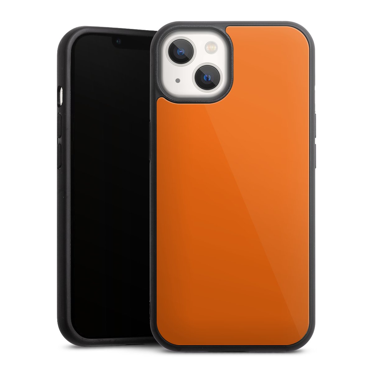 iPhone 13 Handy Gallery Case Handyhülle 9H Gehärtetes Glas Rückseite Hülle Orange Colour Unicoloured Gallery Case