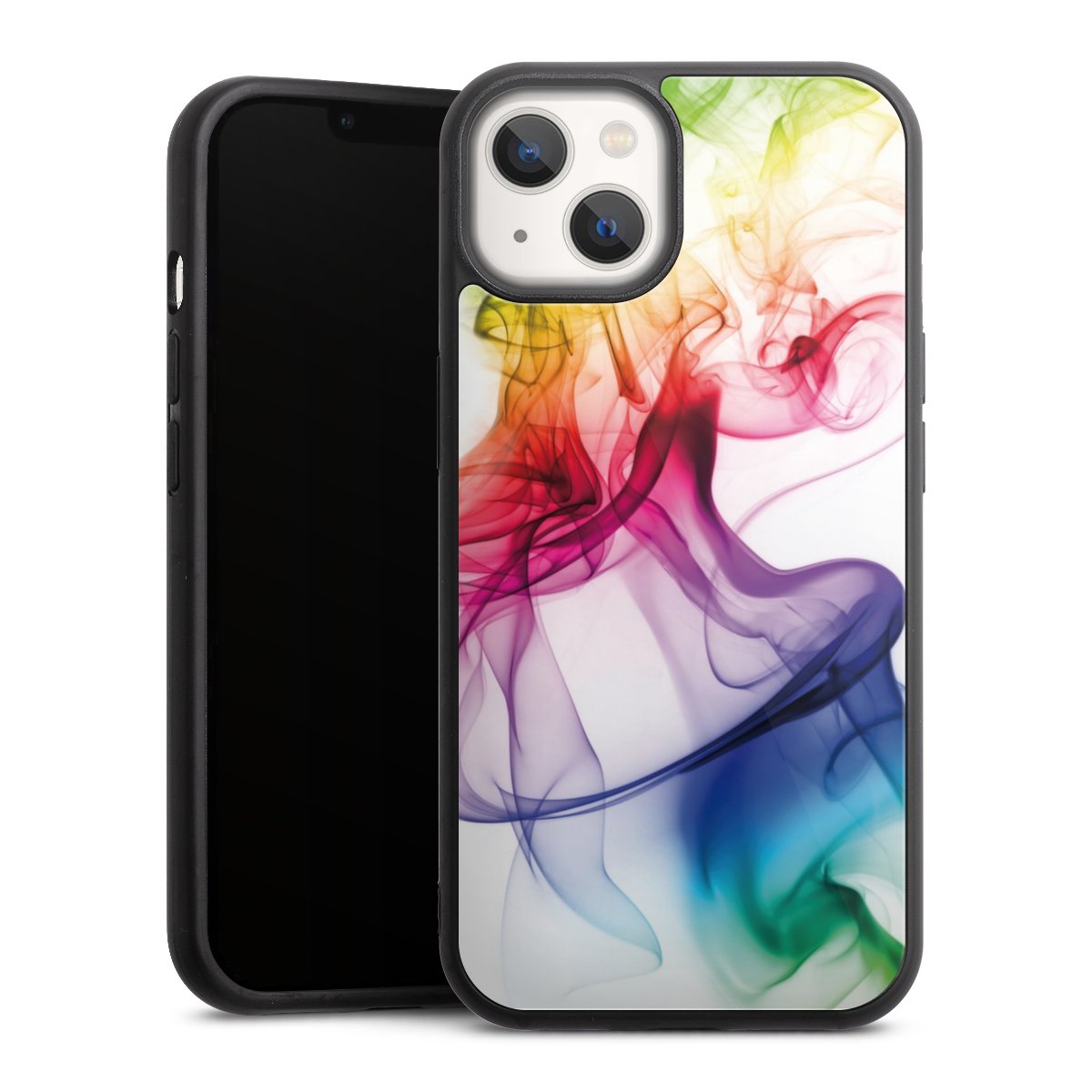 iPhone 13 Handy Gallery Case Handyhülle 9H Gehärtetes Glas Rückseite Hülle Water Colour Rainbow Gallery Case