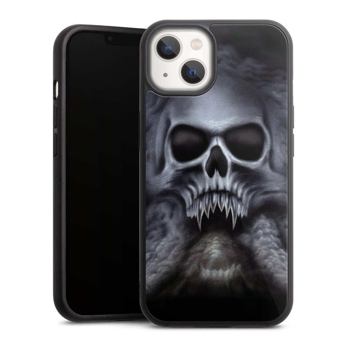 iPhone 13 Handy Gallery Case Handyhülle 9H Gehärtetes Glas Rückseite Hülle Totenkopf Skull Gallery Case