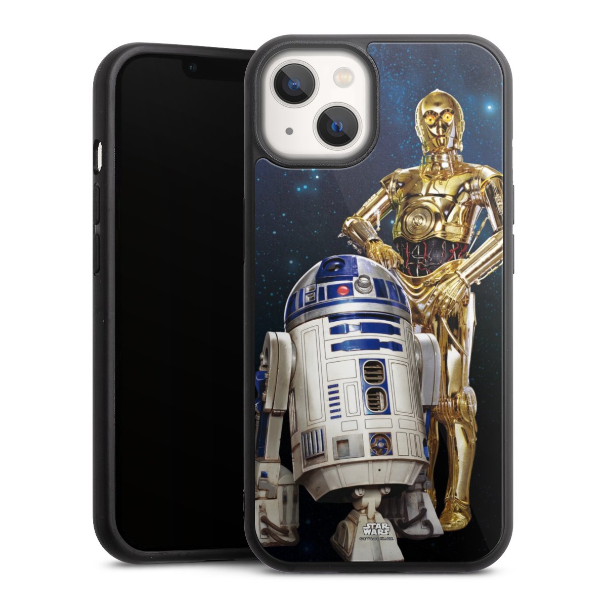 iPhone 13 Handy Gallery Case Handyhülle 9H Gehärtetes Glas Rückseite Hülle Weltall Star Wars R2d2 Gallery Case