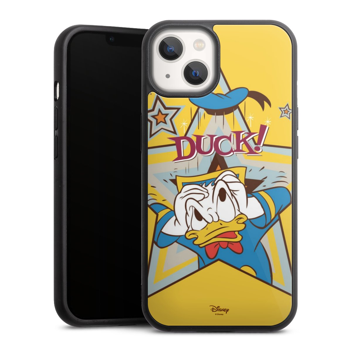 iPhone 13 Handy Gallery Case Handyhülle 9H Gehärtetes Glas Rückseite Hülle Official Licensed Product Donald Duck Disney Gallery Case