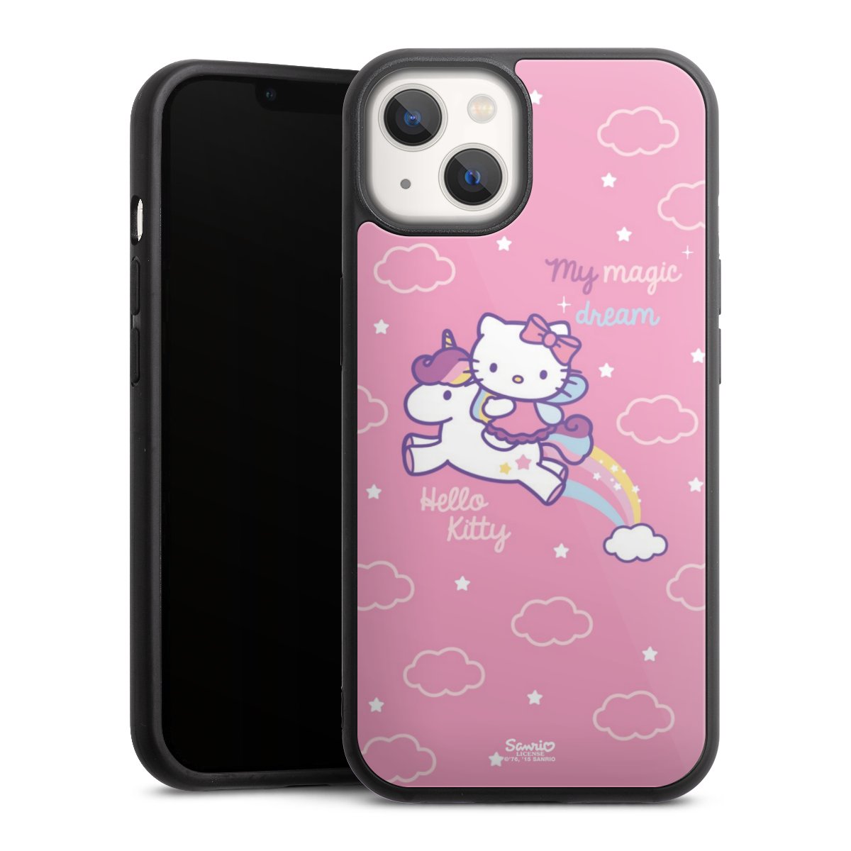 iPhone 13 Handy Gallery Case Handyhülle 9H Gehärtetes Glas Rückseite Hülle Einhorn Official Licensed Product Hello Kitty Gallery Case