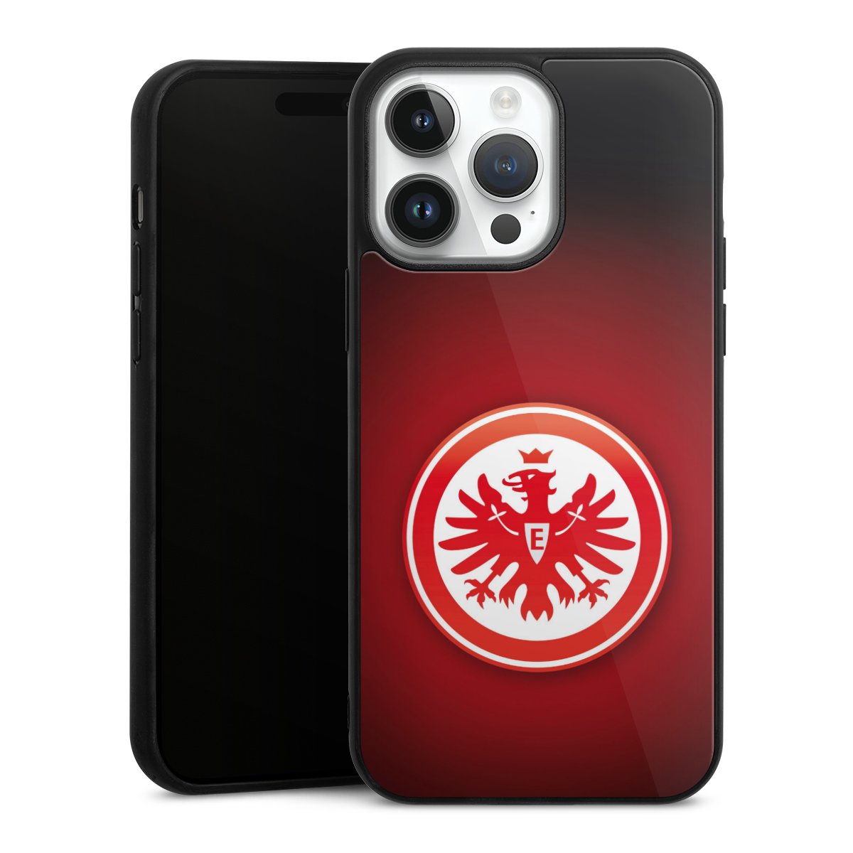 iPhone 14 Pro Max Handy Gallery Case Handyhülle 9H Gehärtetes Glas Rückseite Hülle Eintracht Frankfurt Official Licensed Product Coat Of Arms Gallery Case