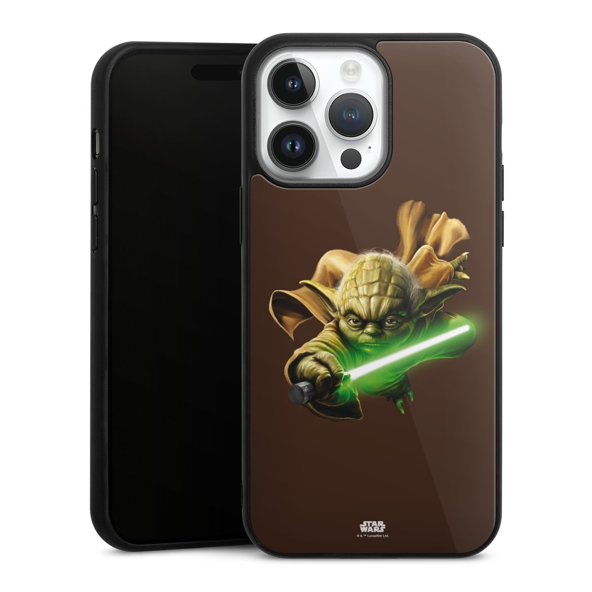 iPhone 14 Pro Max Handy Gallery Case Handyhülle 9H Gehärtetes Glas Rückseite Hülle Yoda Merchandise Star Wars Gallery Case