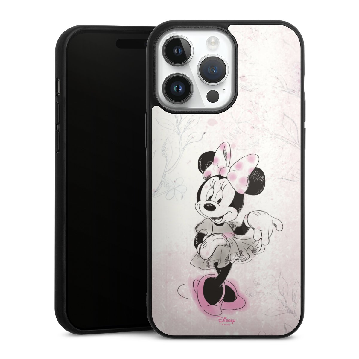 iPhone 14 Pro Max Handy Gallery Case Handyhülle 9H Gehärtetes Glas Rückseite Hülle Disney Minnie Mouse Vintage Gallery Case