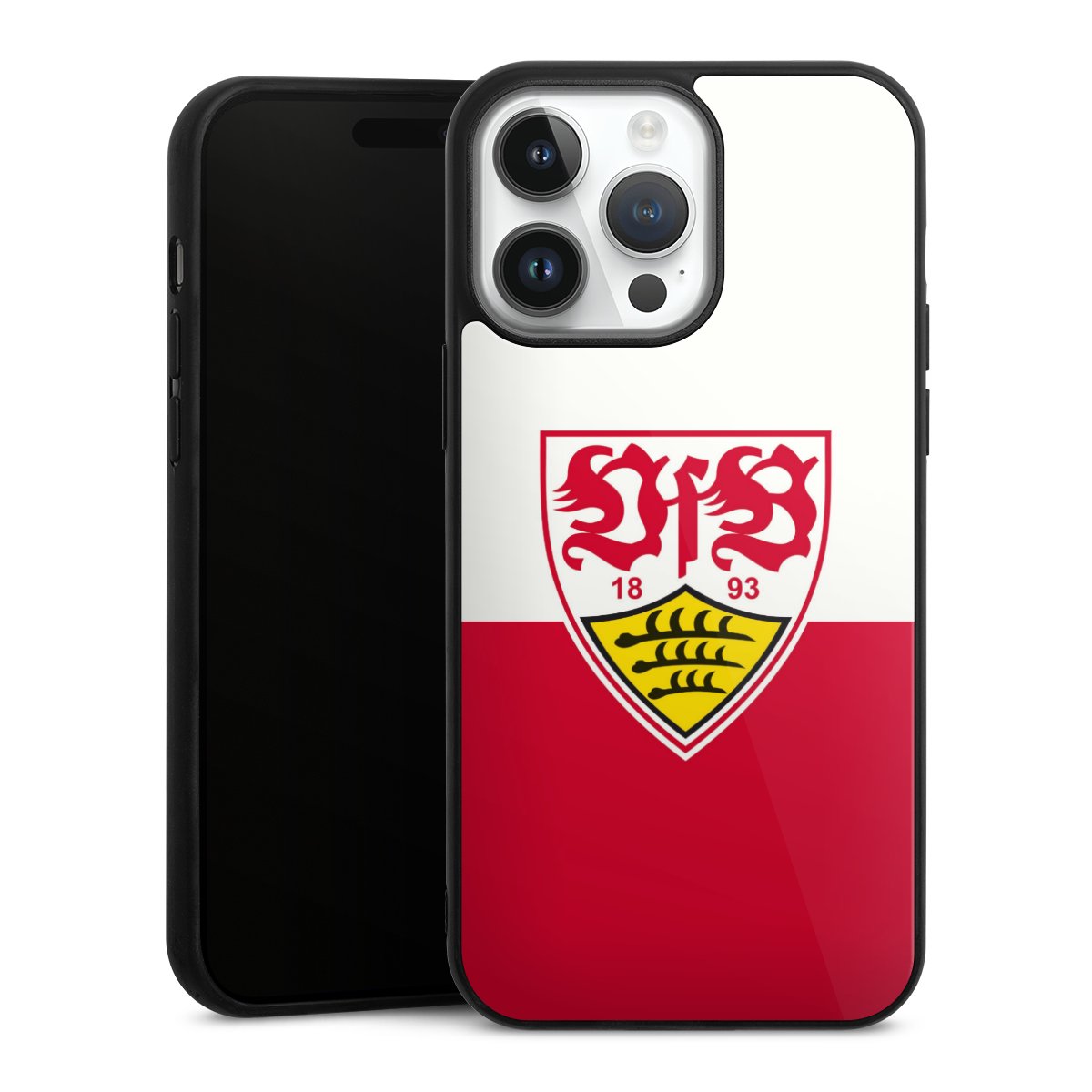 iPhone 14 Pro Max Handy Gallery Case Handyhülle 9H Gehärtetes Glas Rückseite Hülle Official Licensed Product Logo Vfb Stuttgart Gallery Case