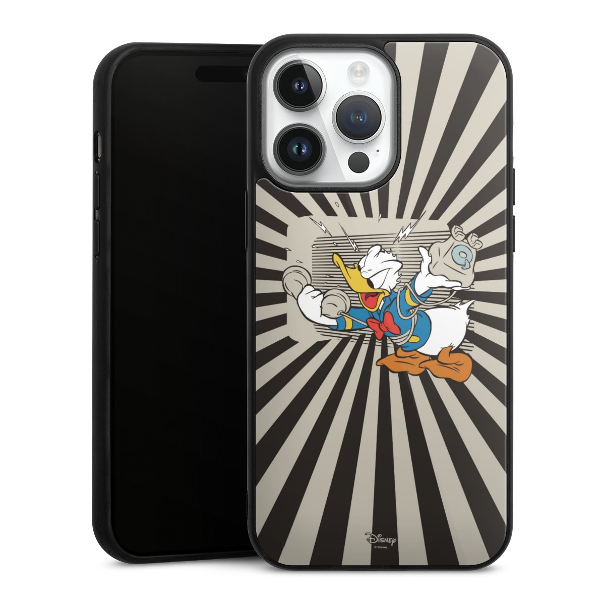 iPhone 14 Pro Max Handy Gallery Case Handyhülle 9H Gehärtetes Glas Rückseite Hülle Donald Duck Disney Official Licensed Product Gallery Case