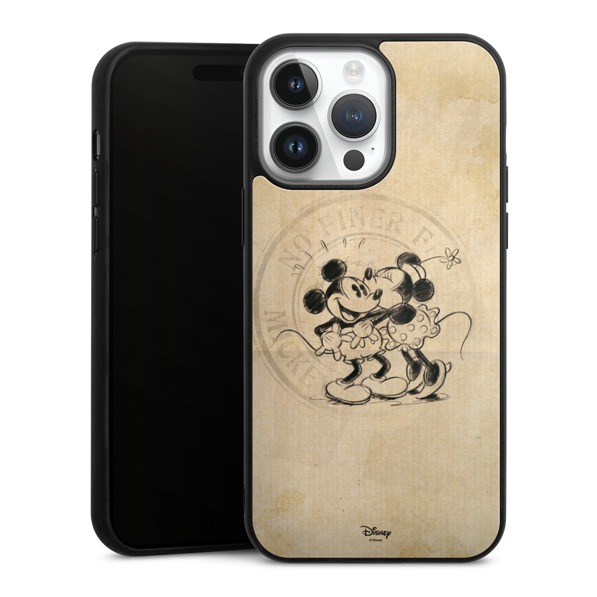 iPhone 14 Pro Max Handy Gallery Case Handyhülle 9H Gehärtetes Glas Rückseite Hülle Mickey Mouse Vintage Minnie Mouse Gallery Case