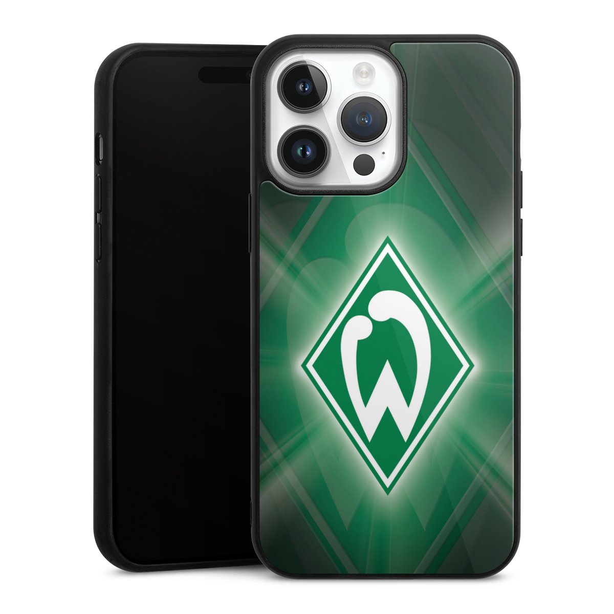 iPhone 14 Pro Max Handy Gallery Case Handyhülle 9H Gehärtetes Glas Rückseite Hülle Sv Werder Bremen Official Licensed Product Coat Of Arms Gallery Case