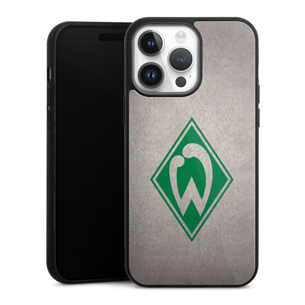 iPhone 14 Pro Max Handy Gallery Case Handyhülle 9H Gehärtetes Glas Rückseite Hülle Sv Werder Bremen Concrete Official Licensed Product Gallery Case