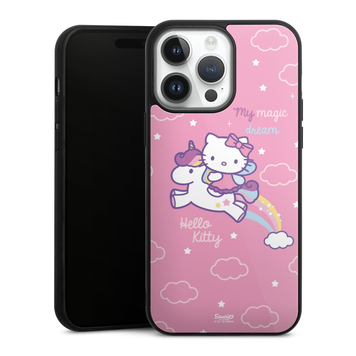 iPhone 14 Pro Max Handy Gallery Case Handyhülle 9H Gehärtetes Glas Rückseite Hülle Einhorn Official Licensed Product Hello Kitty Gallery Case