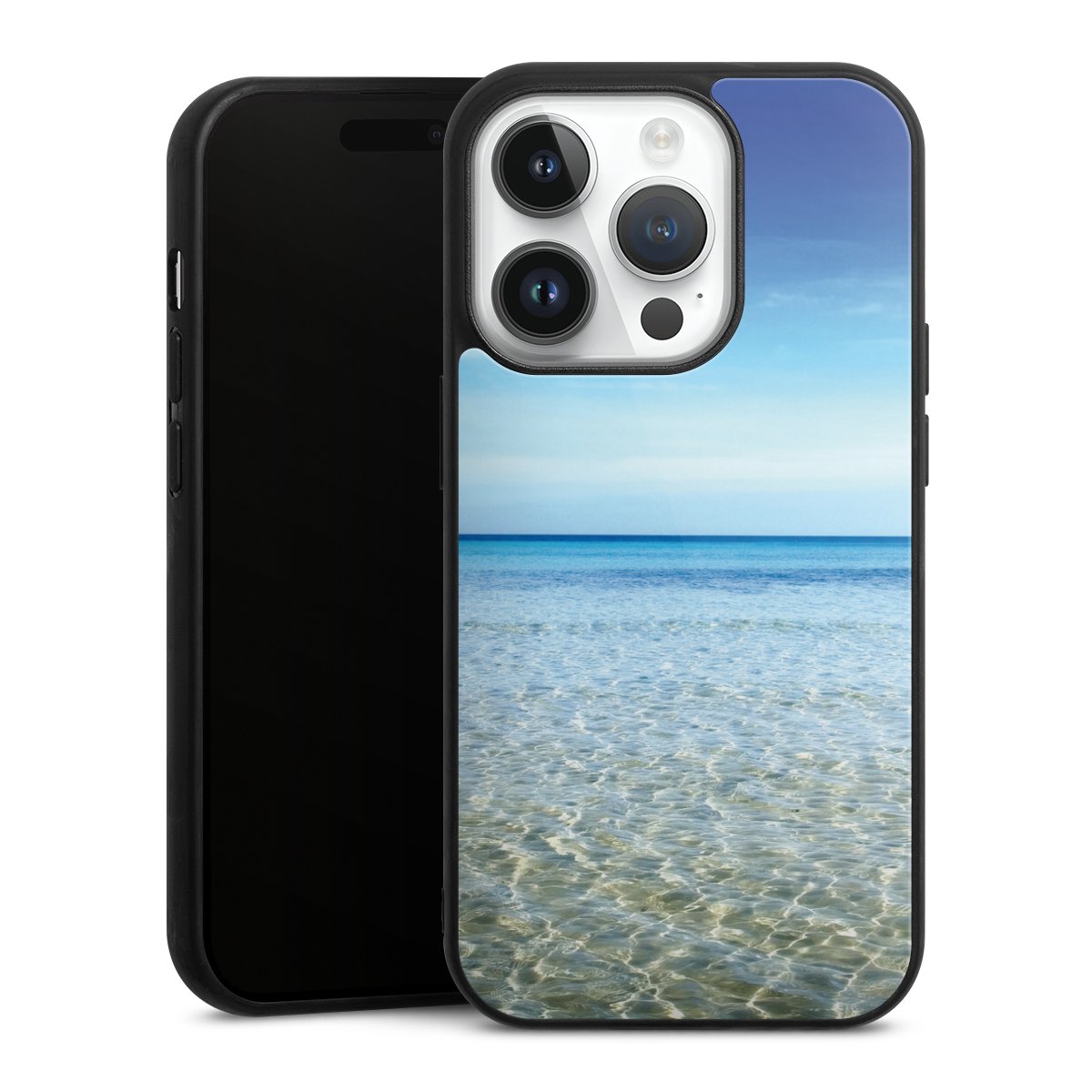 iPhone 14 Pro Handy Gallery Case Handyhülle 9H Gehärtetes Glas Rückseite Hülle Urlaub Sky Ocean Gallery Case