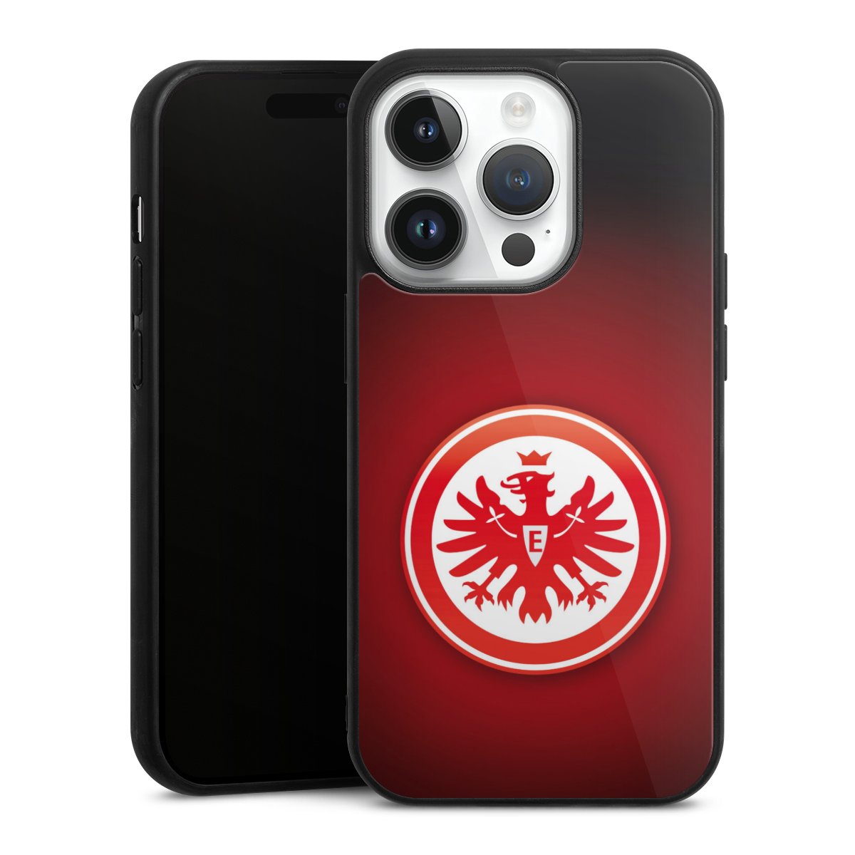 iPhone 14 Pro Handy Gallery Case Handyhülle 9H Gehärtetes Glas Rückseite Hülle Eintracht Frankfurt Official Licensed Product Coat Of Arms Gallery Case