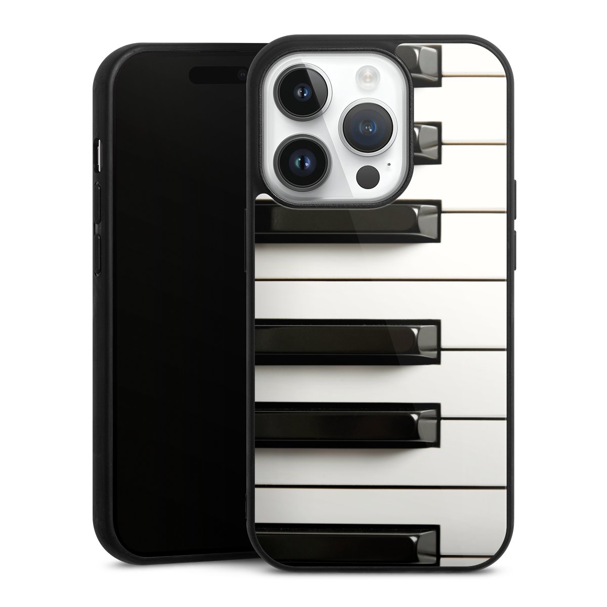 iPhone 14 Pro Handy Gallery Case Handyhülle 9H Gehärtetes Glas Rückseite Hülle Klavier Piano Music Gallery Case