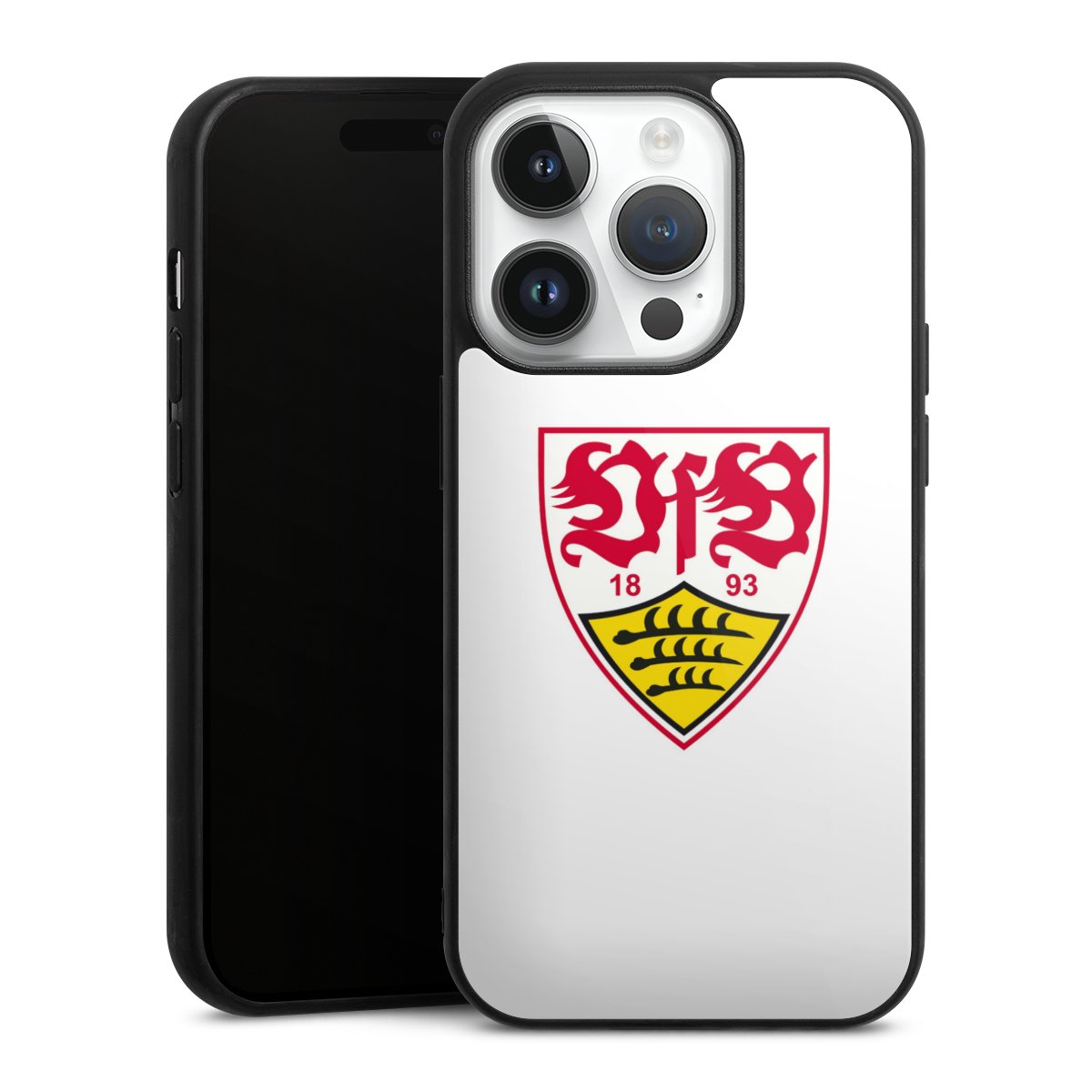 iPhone 14 Pro Handy Gallery Case Handyhülle 9H Gehärtetes Glas Rückseite Hülle Logo Official Licensed Product Vfb Stuttgart Gallery Case