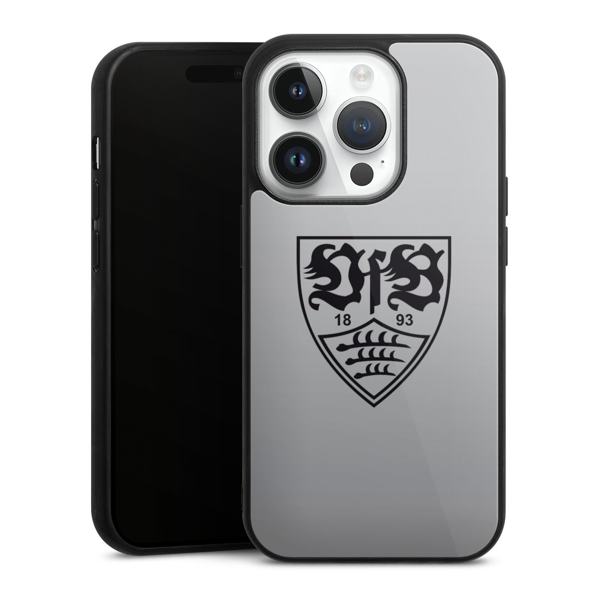 iPhone 14 Pro Handy Gallery Case Handyhülle 9H Gehärtetes Glas Rückseite Hülle Logo Vfb Stuttgart Official Licensed Product Gallery Case