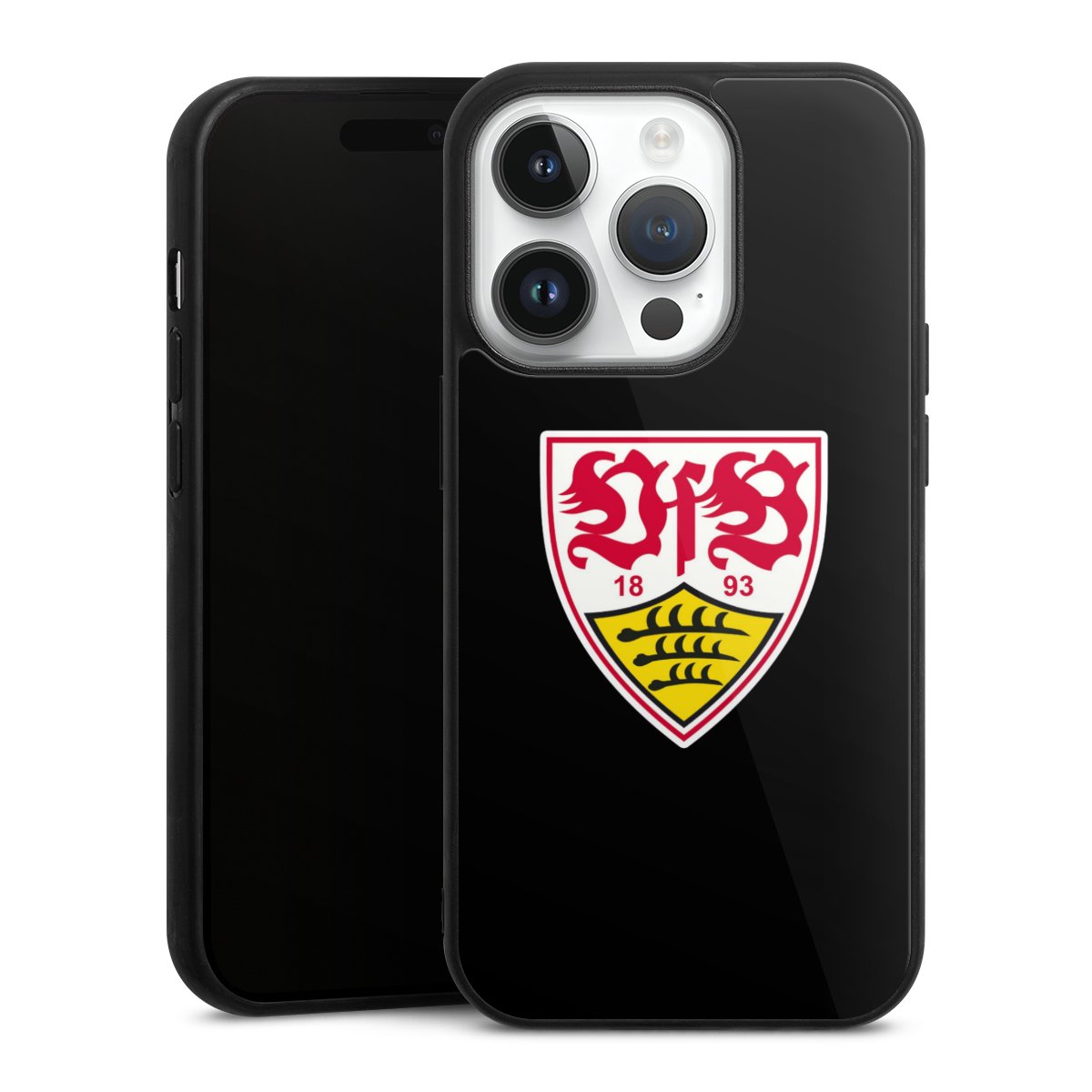 iPhone 14 Pro Handy Gallery Case Handyhülle 9H Gehärtetes Glas Rückseite Hülle Vfb Stuttgart Official Licensed Product Coat Of Arms Gallery Case