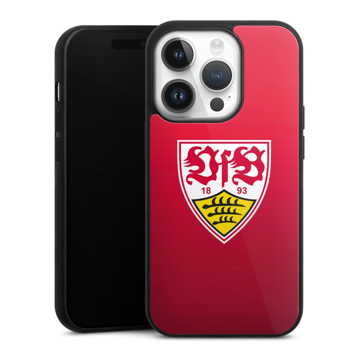 iPhone 14 Pro Handy Gallery Case Handyhülle 9H Gehärtetes Glas Rückseite Hülle Official Licensed Product Vfb Stuttgart Gallery Case