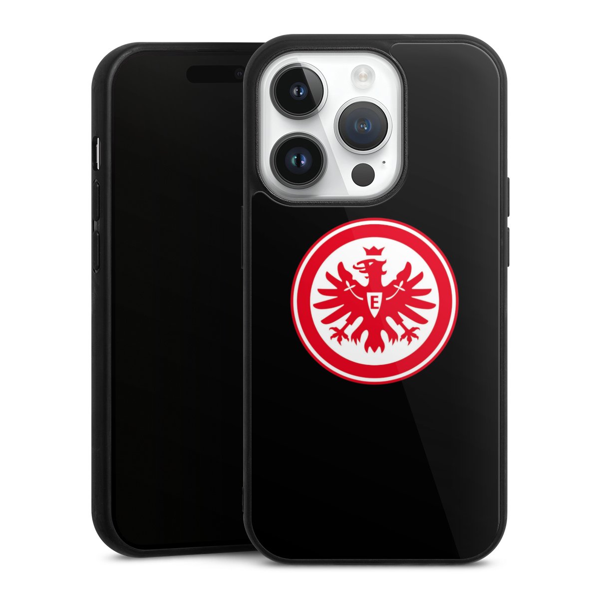 iPhone 14 Pro Handy Gallery Case Handyhülle 9H Gehärtetes Glas Rückseite Hülle Eintracht Frankfurt Sge Eagle Gallery Case