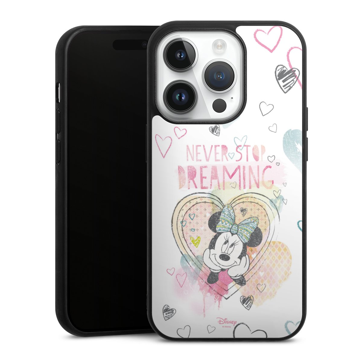 iPhone 14 Pro Handy Gallery Case Handyhülle 9H Gehärtetes Glas Rückseite Hülle Disney Official Licensed Product Minnie Mouse Gallery Case