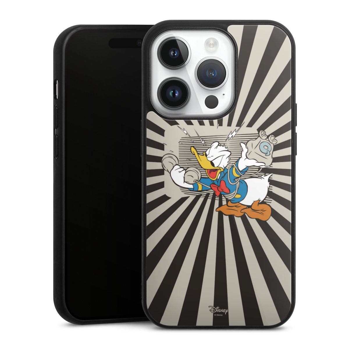 iPhone 14 Pro Handy Gallery Case Handyhülle 9H Gehärtetes Glas Rückseite Hülle Donald Duck Disney Official Licensed Product Gallery Case