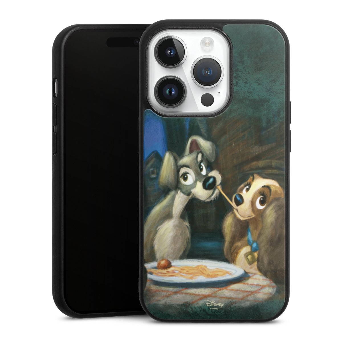 iPhone 14 Pro Handy Gallery Case Handyhülle 9H Gehärtetes Glas Rückseite Hülle Lady And The Tramp Official Licensed Product Disney Gallery Case