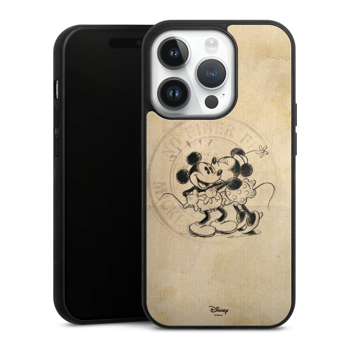 iPhone 14 Pro Handy Gallery Case Handyhülle 9H Gehärtetes Glas Rückseite Hülle Mickey Mouse Vintage Minnie Mouse Gallery Case