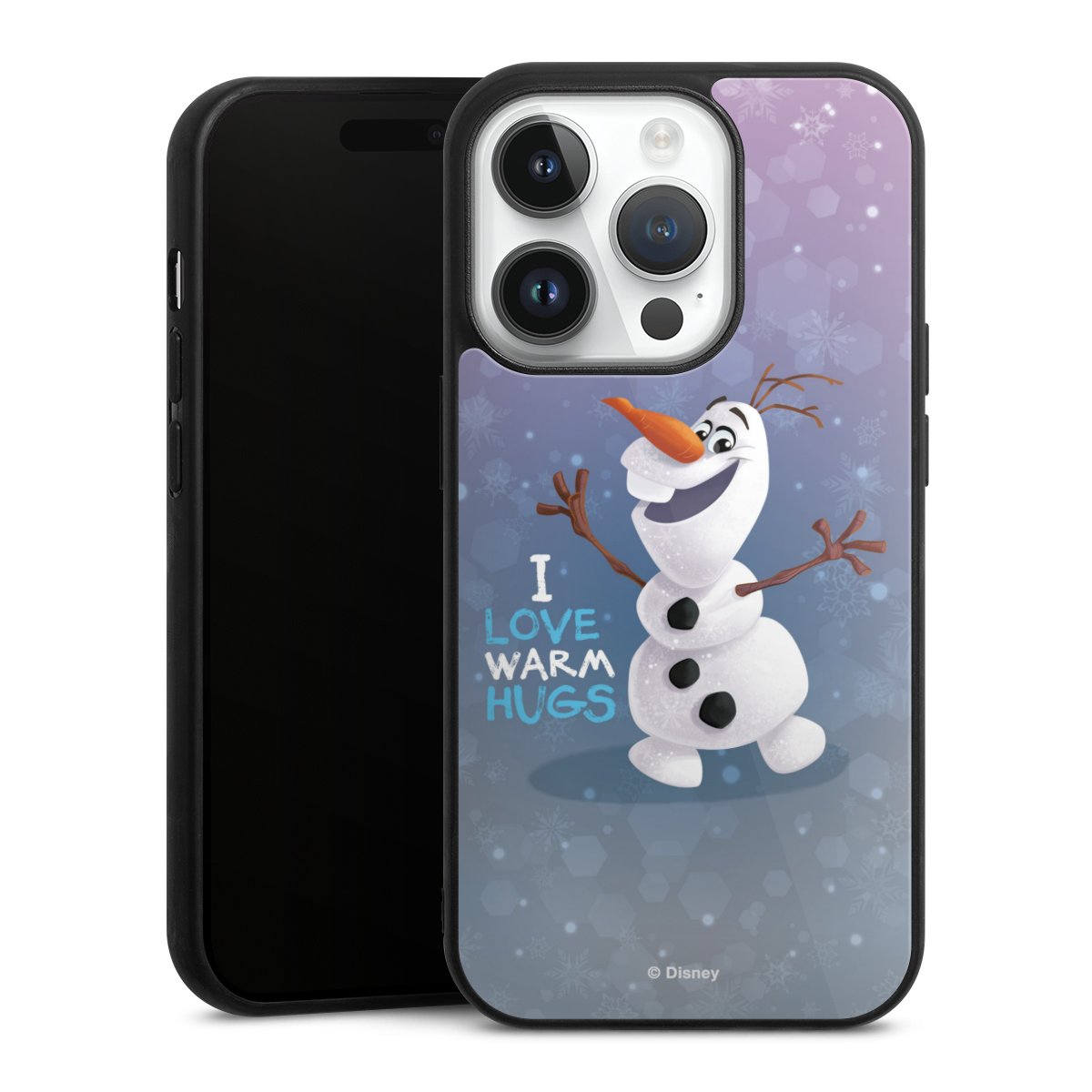 iPhone 14 Pro Handy Gallery Case Handyhülle 9H Gehärtetes Glas Rückseite Hülle Frozen Frozen Olaf Official Licensed Product Gallery Case