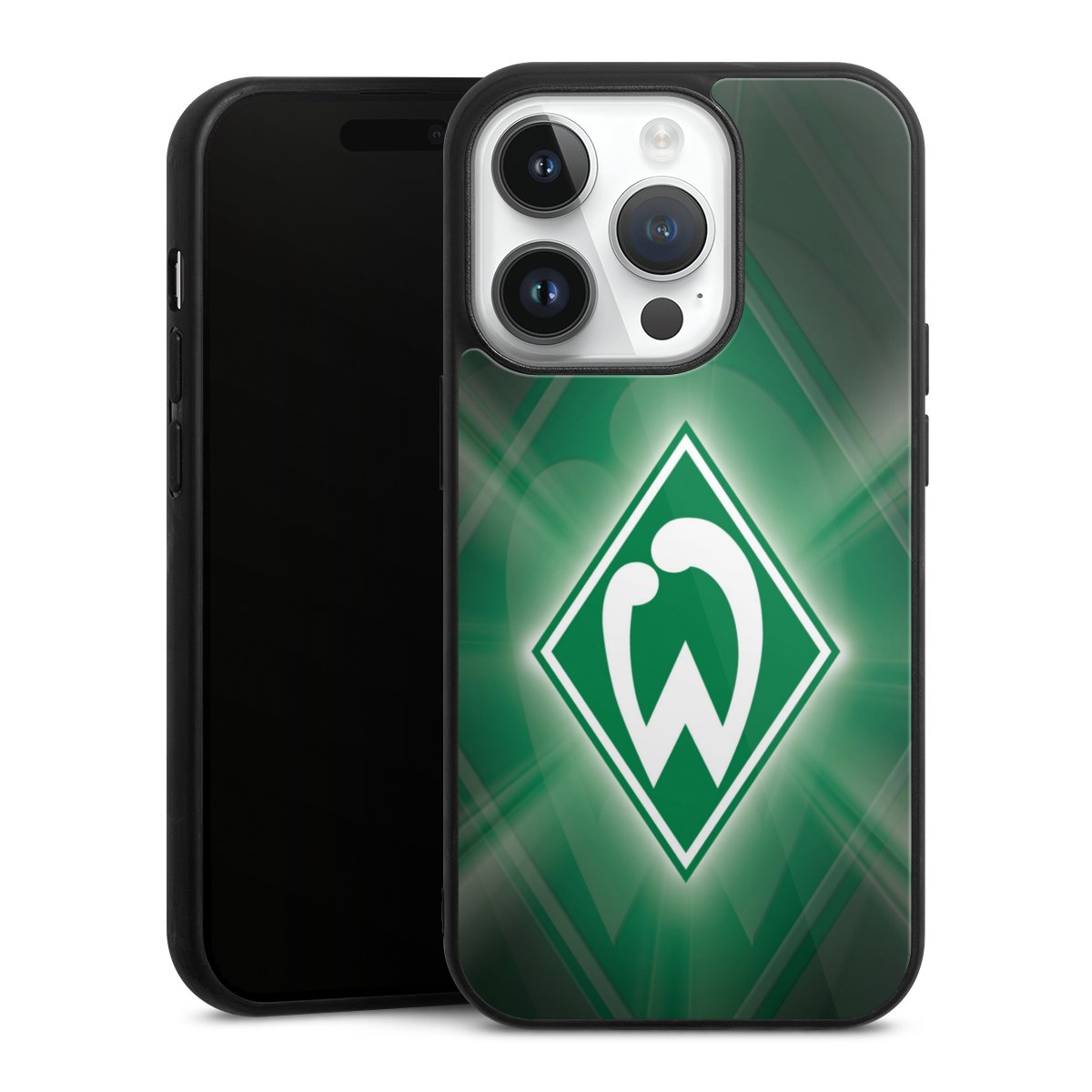 iPhone 14 Pro Handy Gallery Case Handyhülle 9H Gehärtetes Glas Rückseite Hülle Sv Werder Bremen Official Licensed Product Coat Of Arms Gallery Case