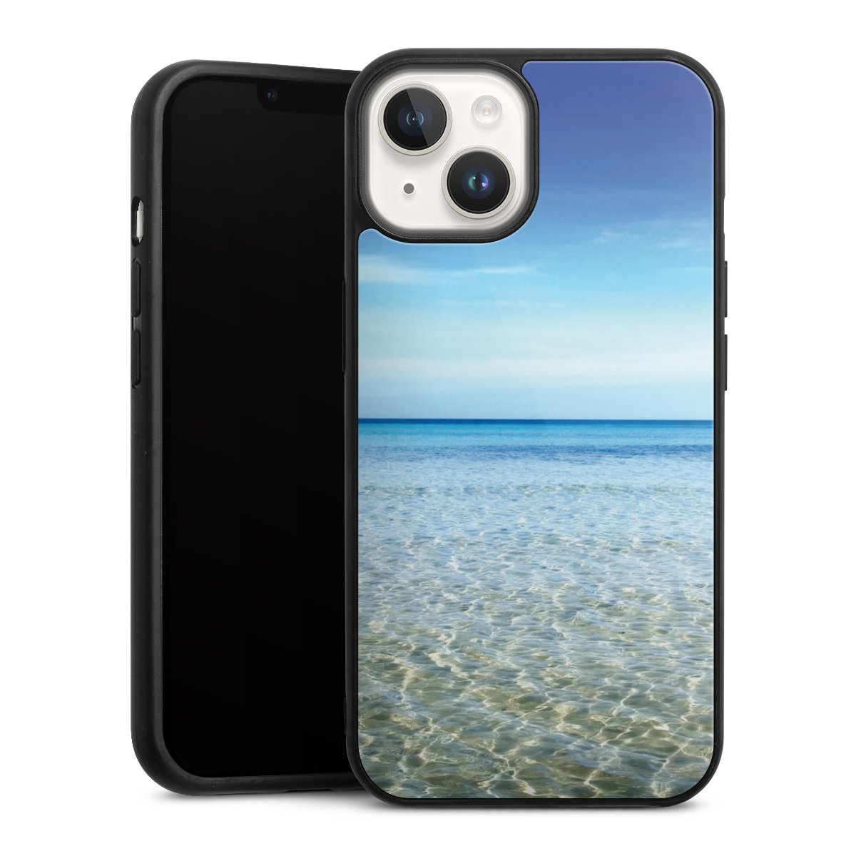 iPhone 14 Handy Gallery Case Handyhülle 9H Gehärtetes Glas Rückseite Hülle Urlaub Sky Ocean Gallery Case