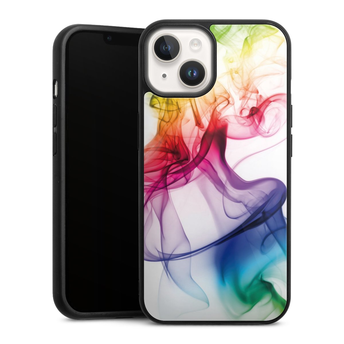 iPhone 14 Handy Gallery Case Handyhülle 9H Gehärtetes Glas Rückseite Hülle Water Colour Rainbow Gallery Case