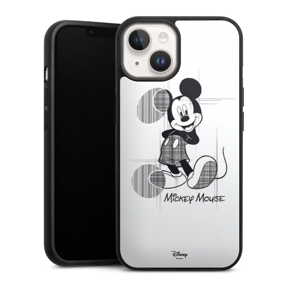 iPhone 14 Handy Gallery Case Handyhülle 9H Gehärtetes Glas Rückseite Hülle Disney Official Licensed Product Mickey Mouse Gallery Case